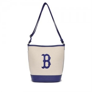MLB Basic Big Logo Canvas Tote Bags White / Blue | Australia_MLB81732