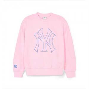 MLB Basic Big Logo Sweatshirt Tops Pink | Australia_MLB52191