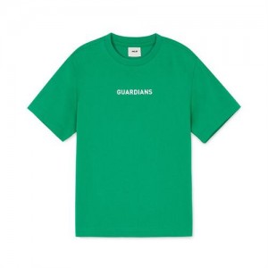 MLB Basic Big Logo T Shirt Tops Green | Australia_MLB74026