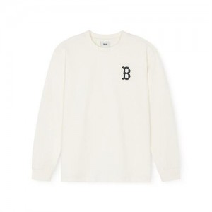 MLB Basic Big Logo T Shirt Tops White | Australia_MLB33432