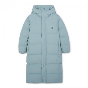 MLB Basic Big&mega Logo Hood Long Down Jkt Outerwear Blue | Australia_MLB64510