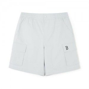 MLB Basic Cotton Touch Wide Cargo 9in Shorts Bottoms White | Australia_MLB41148