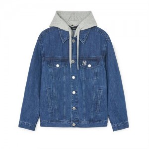 MLB Basic Mega Logo Hooded Jacket Denim Blue | Australia_MLB49920