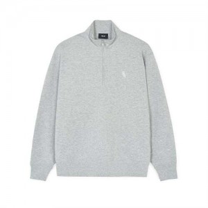 MLB Basic Small Logo Half Zip Sweatshirts Grey | Australia_MLB47739