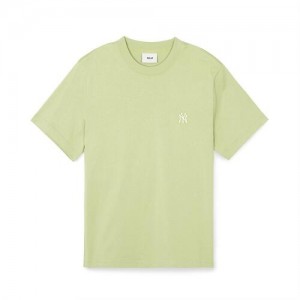 MLB Basic Small Logo T Shirts Green | Australia_MLB56453