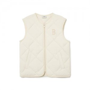 MLB Basic Tube Down Vest Outerwear White | Australia_MLB16163