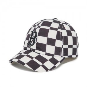 MLB Checker Board Unstructured Baseball Caps White / Black | Australia_MLB62173