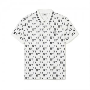 MLB Classic Monogram All Over Polo T Shirts White | Australia_MLB66411