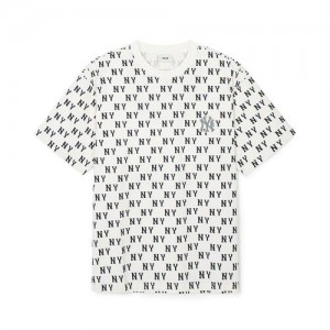 MLB Classic Monogram Allover Overfit T Shirts White | Australia_MLB49336