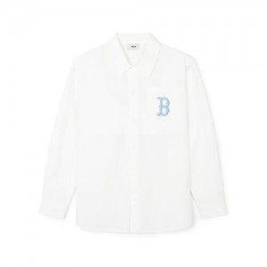 MLB Classic Monogram Big Lux Long Sleeve Shirts White | Australia_MLB87040