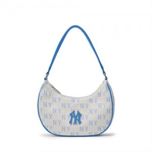 MLB Classic Monogram Jacquard Hobo Bags White | Australia_MLB99602