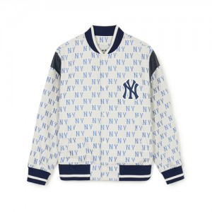 MLB Classic Monogram Jqd Shoulder Block Varsity Outerwear White | Australia_MLB70849