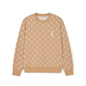 MLB Dia Monogram Jaquard Sweatshirts Beige | Australia_MLB27982