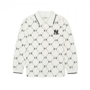 MLB Dia Monogram Pique T Shirt Tops White | Australia_MLB48398
