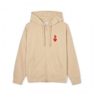 MLB Heart Overfit Hood Zip Up MLB Heart Beige | Australia_MLB74102