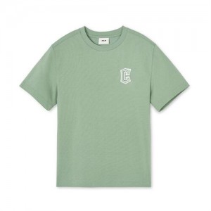 MLB Monogram Camping Big Logo T Shirt Tops Green | Australia_MLB35405
