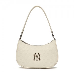 MLB Monogram Embo Hobo Bags White | Australia_MLB88613