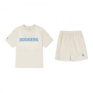 MLB Outdoor Woven Stretch T Shirt Set Up Tops Beige | Australia_MLB76780