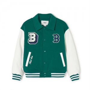 MLB Pop Varsity Padding Jumper Outerwear Green | Australia_MLB53541