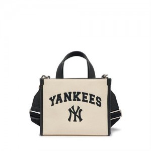 MLB Varsity Basic Canvas S Tote Bags White / Black | Australia_MLB70176