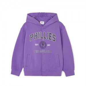 MLB Varsity Button Hoodie Tops Purple | Australia_MLB28051