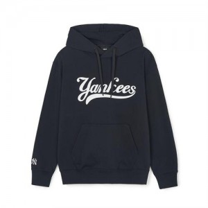 MLB Varsity Cursive Over Fit Hoodie Black | Australia_MLB82340