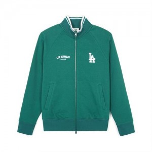 MLB Varsity Graphic Stand Neck Zip Up Hoodie Green | Australia_MLB32732