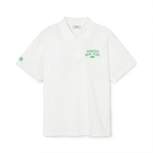 MLB Varsity Over Fit Polo T Shirts White | Australia_MLB27191