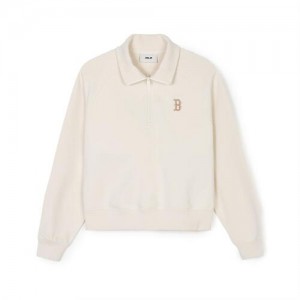 MLB Women Basic Small Logo Crop Sweatshirts White | Australia_MLB35169