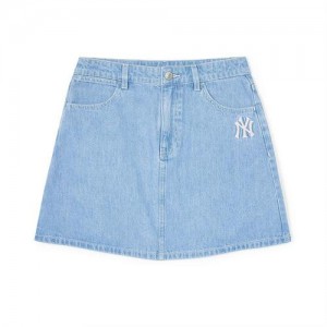 MLB Women`s Basic Medium Logo Skirt Denim Blue | Australia_MLB86982