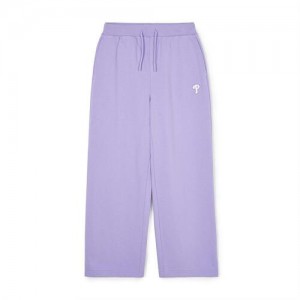 MLB Women`s Basic Small Logo Wide Pants Bottoms Purple | Australia_MLB64654
