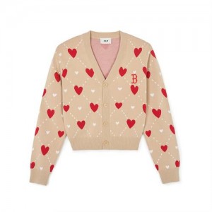 MLB Women`s Heart All Over Pattern MLB Heart Beige / Red | Australia_MLB16245