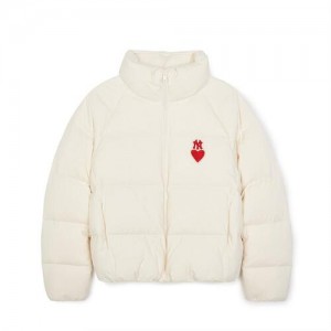 MLB Womens Heart Crop Heavy Down Jkt MLB Heart White | Australia_MLB96813
