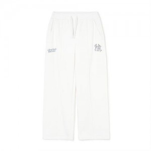 MLB Women`s Varsity Pintuck Wide Pants Bottoms White | Australia_MLB49992
